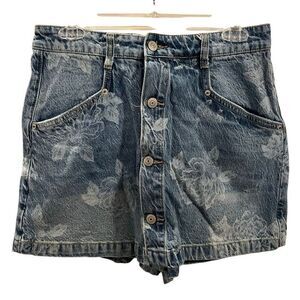 Free People We the Free Womens Ray Denim Skort 10 Floral Sapphire Combo Festival
